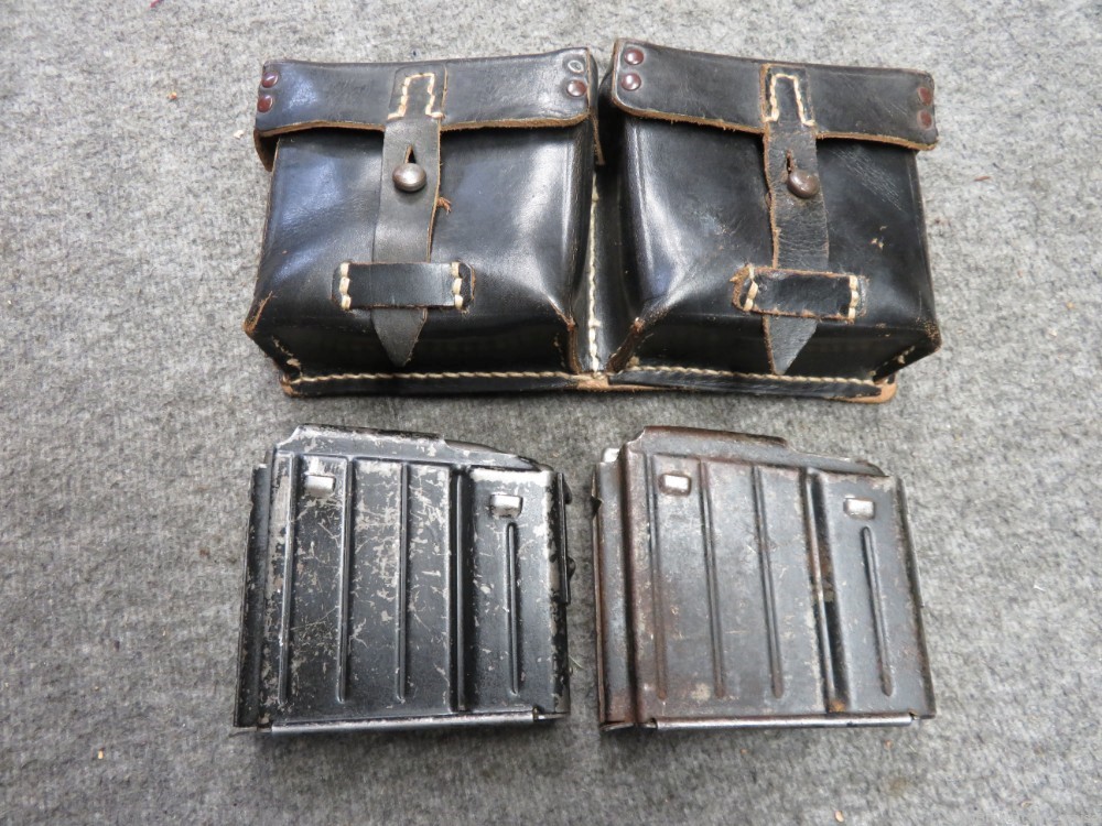 LOT OF 2 WWII GERMAN G43 RIFLE MAGAZINES W/ POUCH