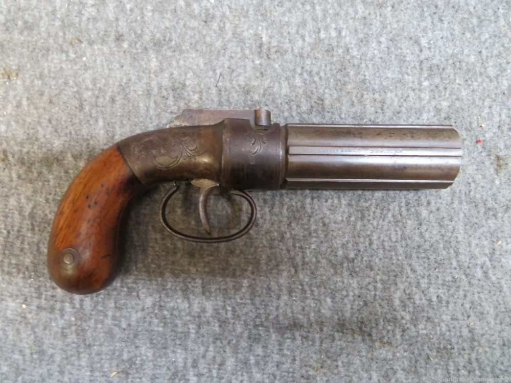 ANTIQUE MARSTON & KNOX NEW YORK .32 CALIBER PEPPERBOX PISTOL