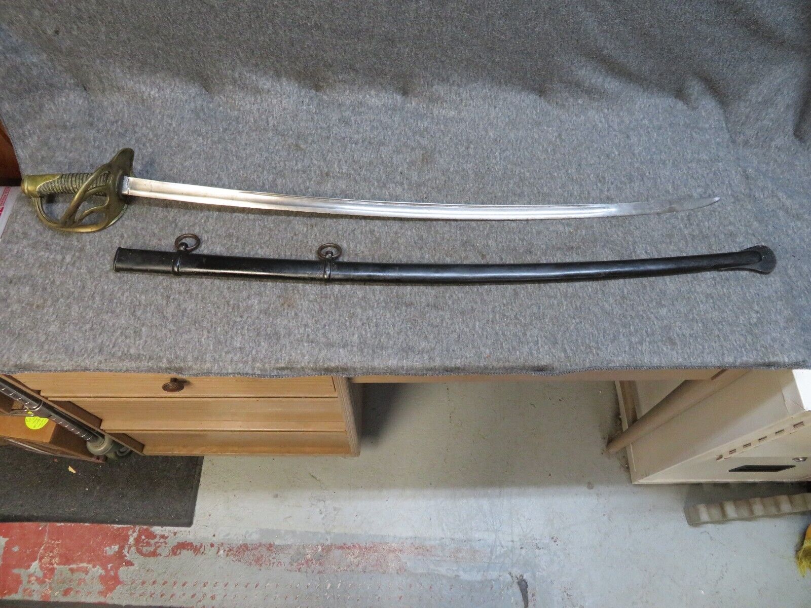 CIVIL WAR ERA FRENCH MLE 1822 HEAVY CAVALRY SWORD W/ SCABBARD