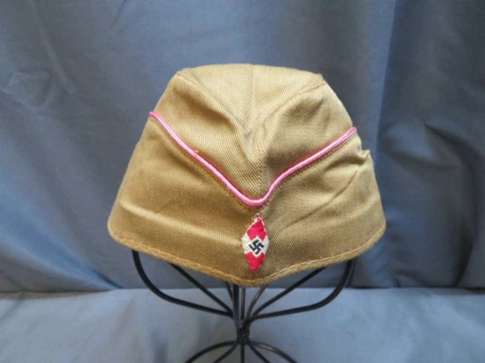 WWII German HJ Youth Overseas Cap – Motorized Pink Piping – RZM Tagged – Original & Scarce