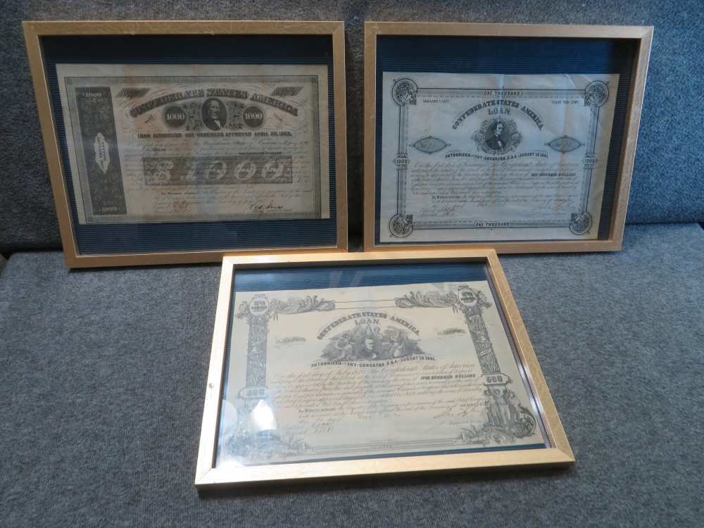 Original 1862 Confederate Civil War Bonds