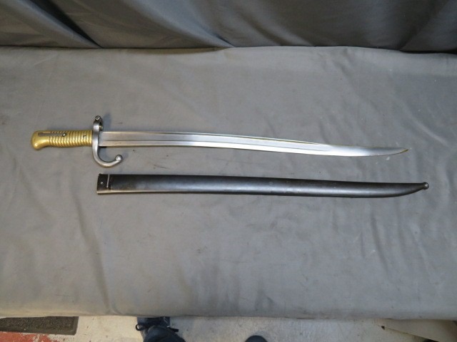 French Mle 1866 Chassepot Bayonet w/ Matching Scabbard – St. Etienne 1871 – Excellent