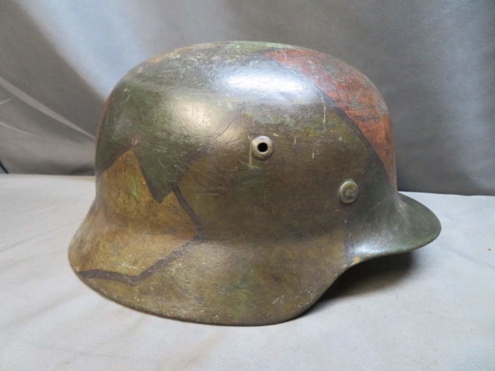WWII German M35 Helmet with Turtle Shell Camouflage Pattern