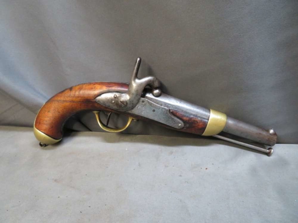 Antique French Mle 1822 T Bis Percussion Pistol – St. Etienne 1833 – Converted Flintlock