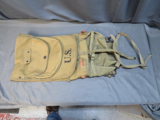 WWI US Model 1910 Haversack with Meatcan Pouch & Pack Tail – Rock Island Arsenal – Excellent Condition