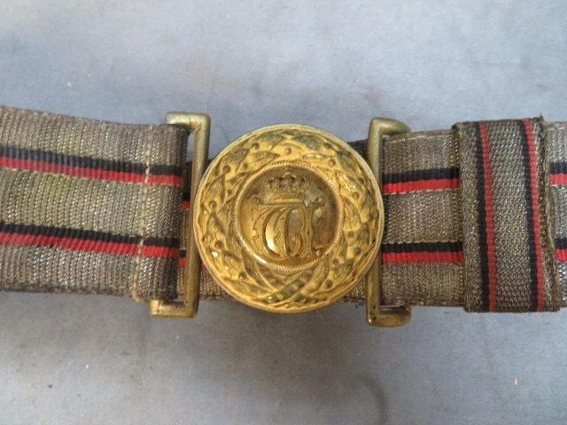 WWI Imperial German Württemberg Officer’s Dress Brocade Belt & Buckle Set – Rare