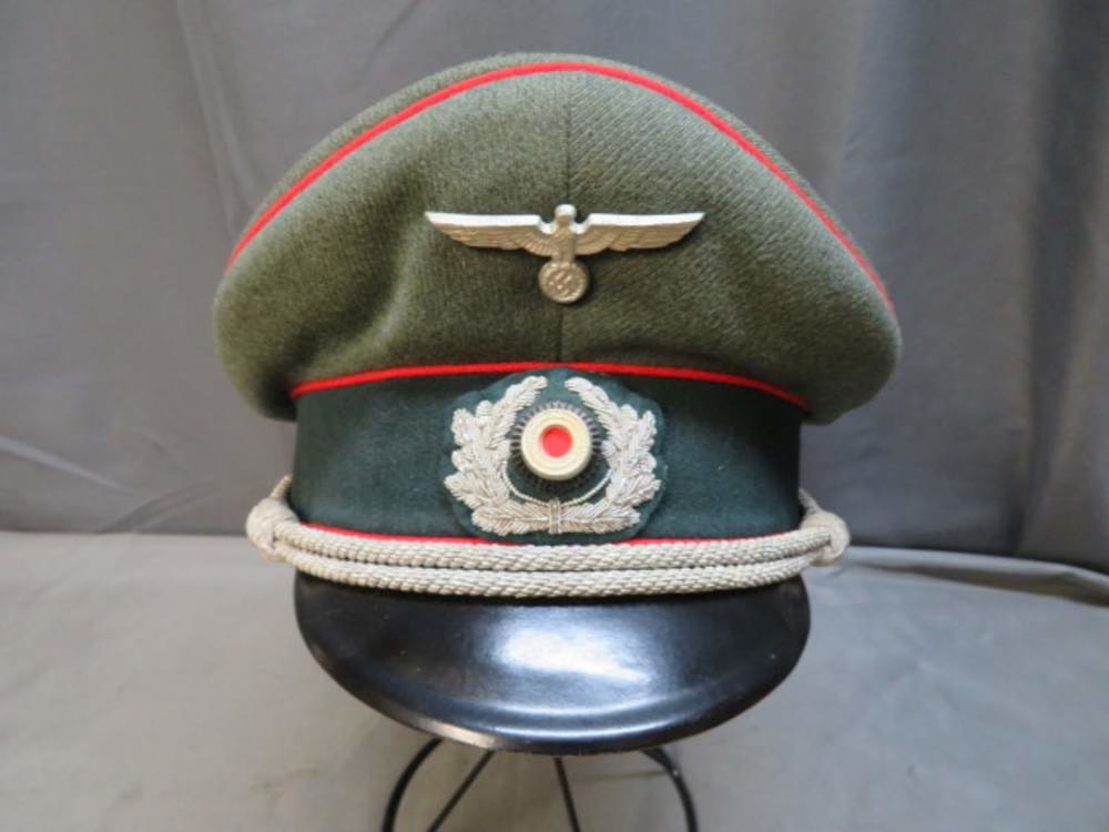 WWII German Army Artillery Officer Visor Cap – Original w/ Nice Markings