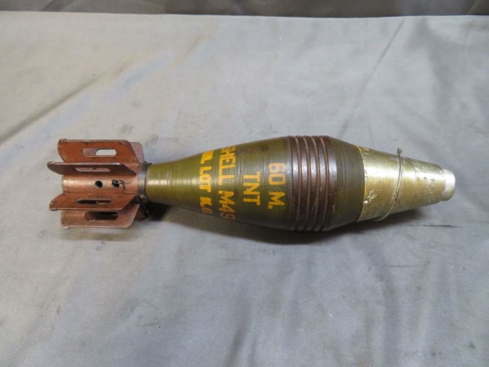 WWII US M49A2 60mm Mortar Round – 1942 Dated with Original Paint