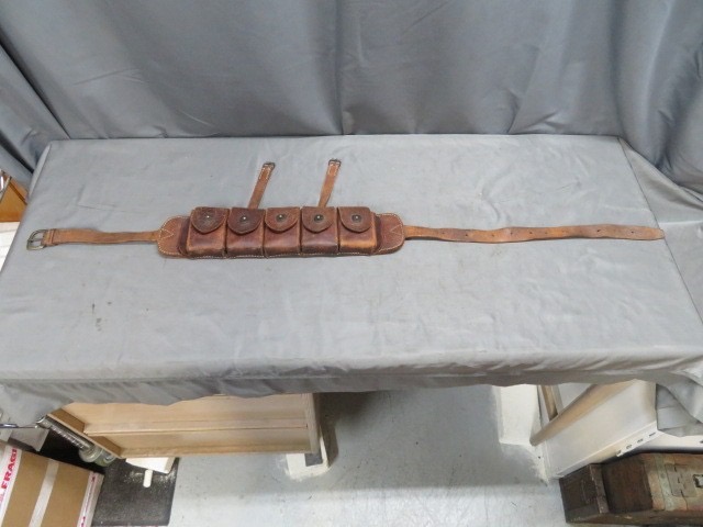 WWII Chinese Leather Mauser Ammo Belt Chest Rig – Original & Very Scarce Militaria