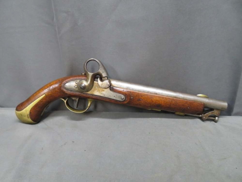 Antique Dutch Military Ring-Hammer Percussion Pistol — Unit Marked