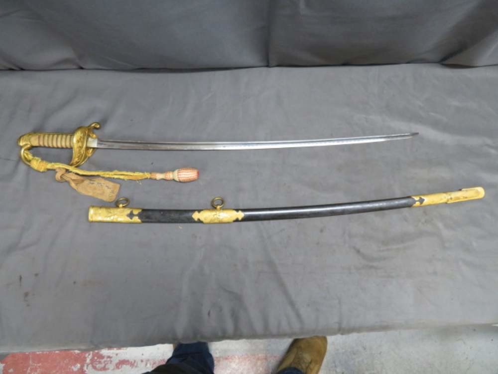 WWII Japanese Navy M1883 Officer Sword w/ Scabbard
