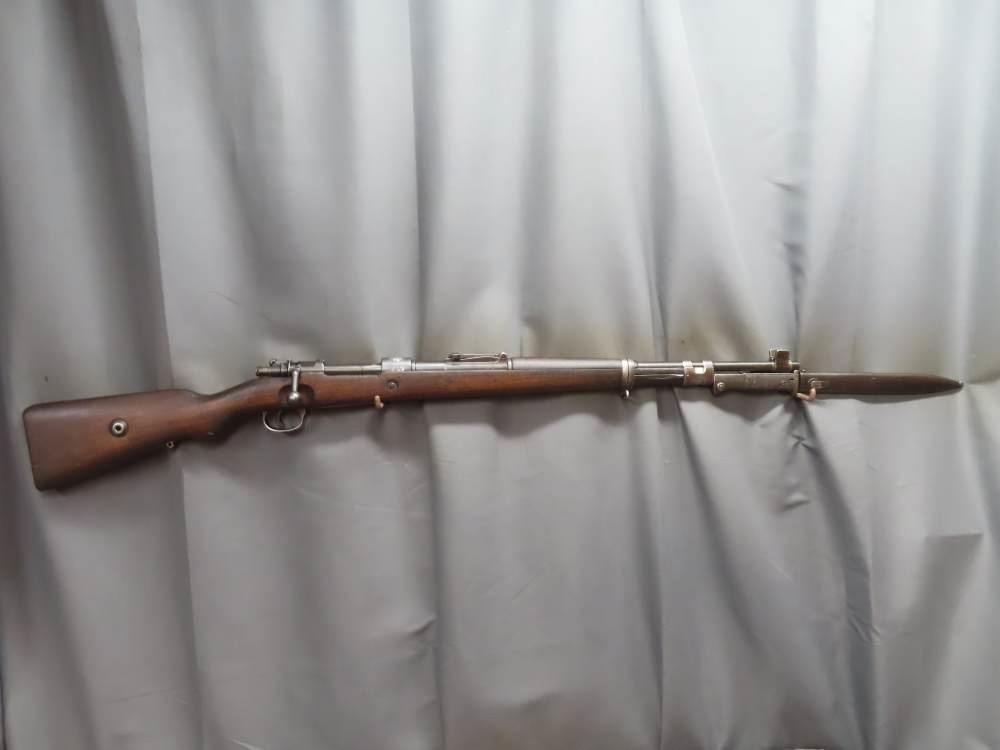 WWII Portuguese M/937 Mauser Rifle – Nice Crest, Matching Bayonet