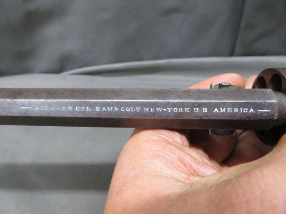 Barrel address stamp, ADDRESS COL. SAML COLT NEW-YORK U.S. AMERICA