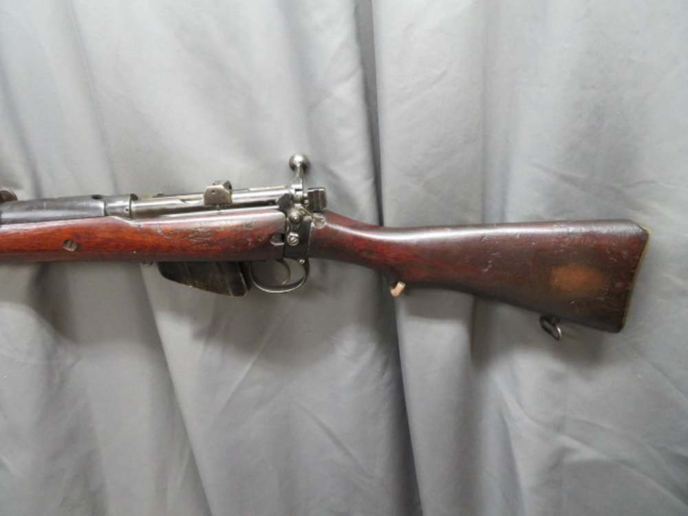 Close-up of the Lee-Enfield rear sight and action