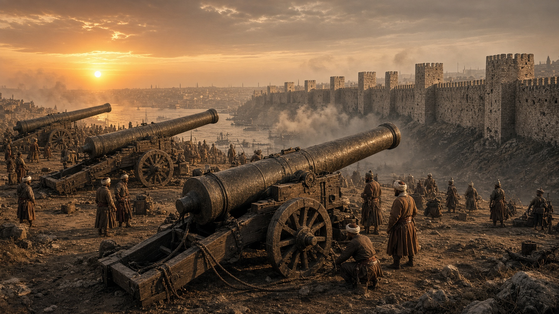 Ottoman bombards before the walls of Constantinople in 1453