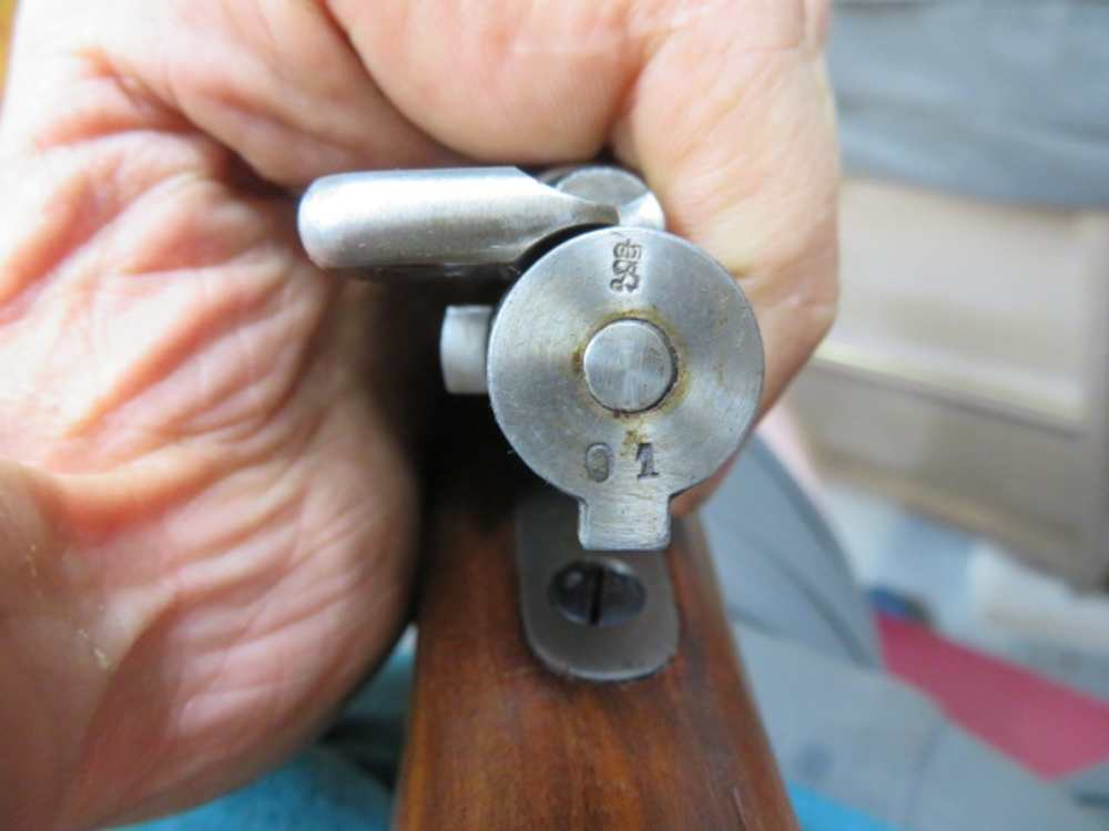 Close-up of the bolt face of the German 71/84 Mauser rifle