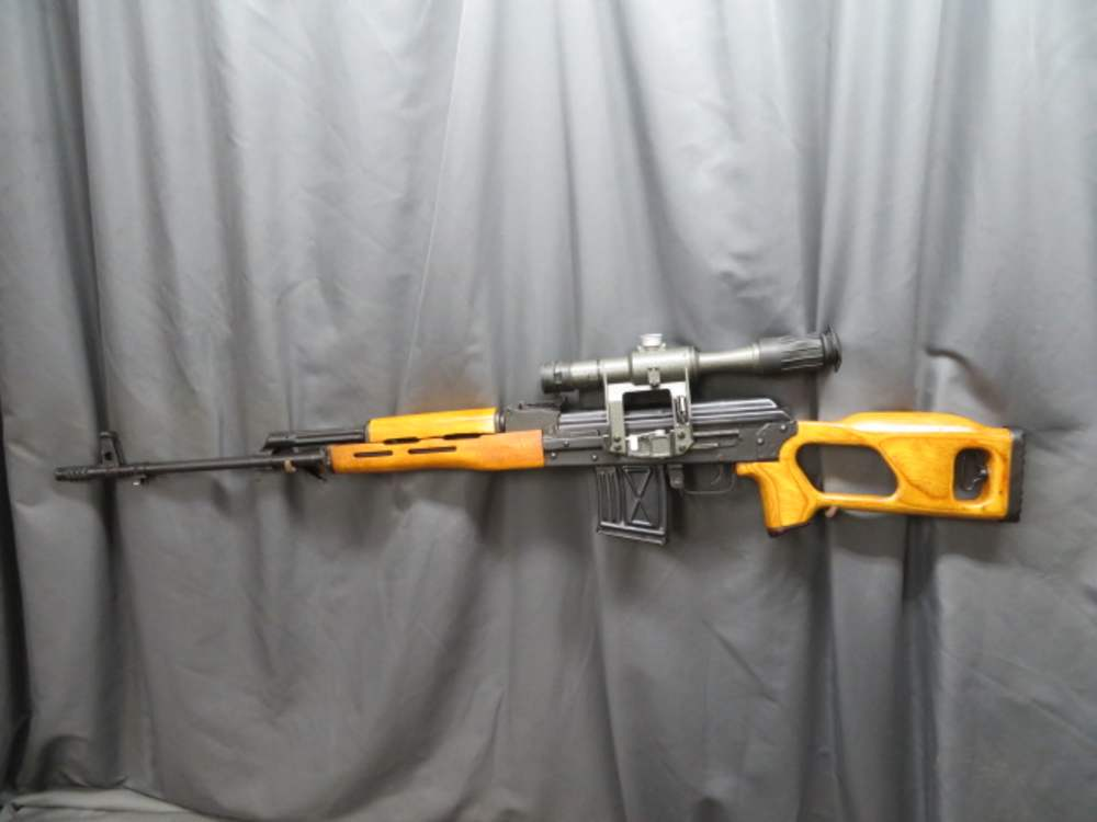 Romanian PSL sniper rifle, full-length view showing wood furniture and telescopic sight